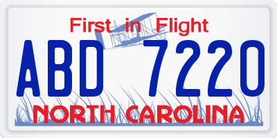 NC license plate ABD7220
