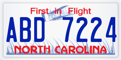 NC license plate ABD7224