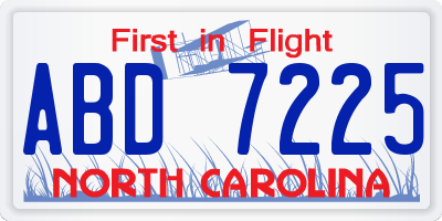 NC license plate ABD7225