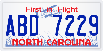NC license plate ABD7229