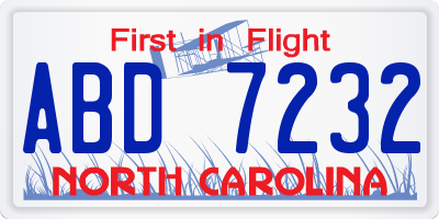 NC license plate ABD7232