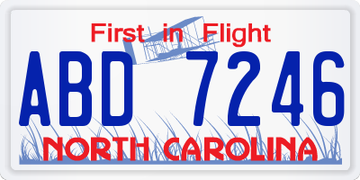 NC license plate ABD7246