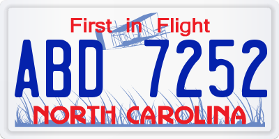 NC license plate ABD7252