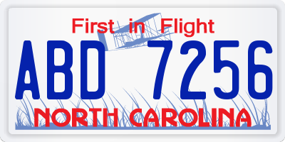 NC license plate ABD7256