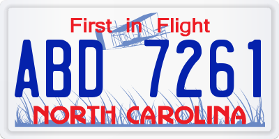 NC license plate ABD7261