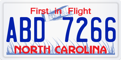 NC license plate ABD7266