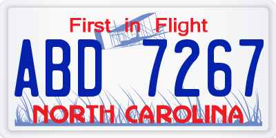 NC license plate ABD7267