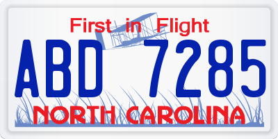 NC license plate ABD7285