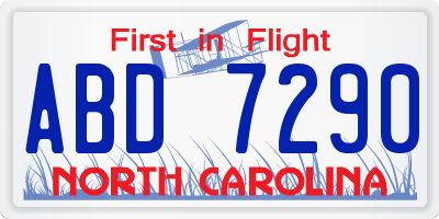 NC license plate ABD7290