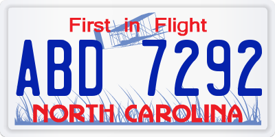 NC license plate ABD7292