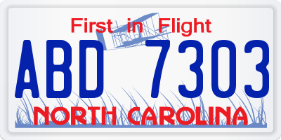 NC license plate ABD7303