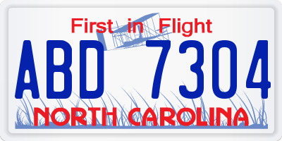 NC license plate ABD7304