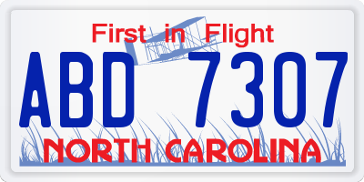 NC license plate ABD7307