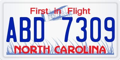 NC license plate ABD7309