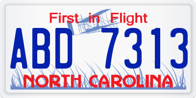 NC license plate ABD7313