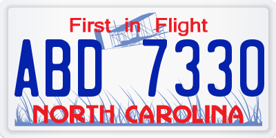 NC license plate ABD7330