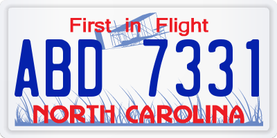 NC license plate ABD7331