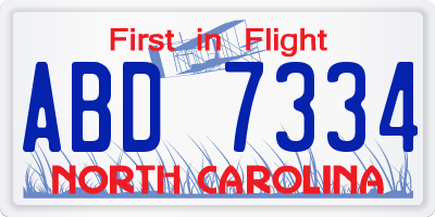 NC license plate ABD7334