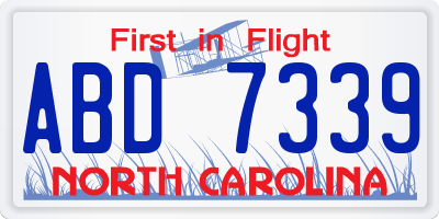 NC license plate ABD7339