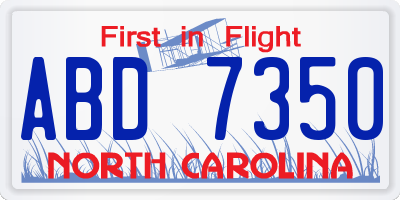 NC license plate ABD7350