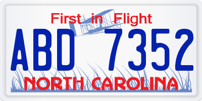 NC license plate ABD7352