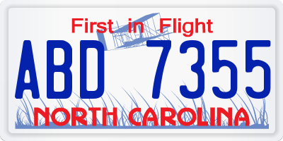 NC license plate ABD7355