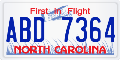 NC license plate ABD7364