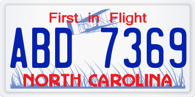 NC license plate ABD7369
