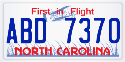 NC license plate ABD7370