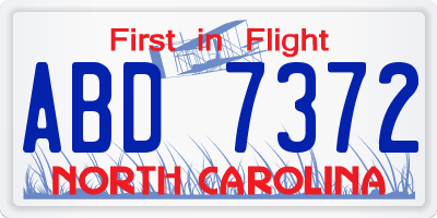 NC license plate ABD7372