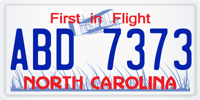 NC license plate ABD7373
