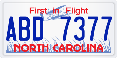 NC license plate ABD7377