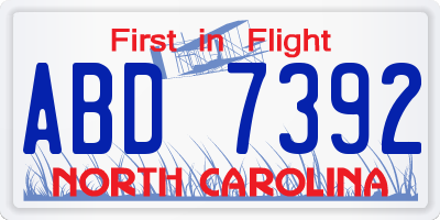 NC license plate ABD7392
