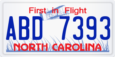 NC license plate ABD7393