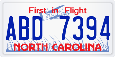 NC license plate ABD7394
