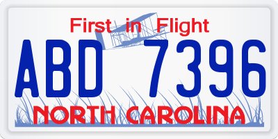 NC license plate ABD7396