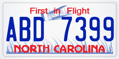NC license plate ABD7399