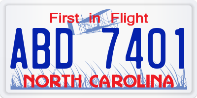 NC license plate ABD7401