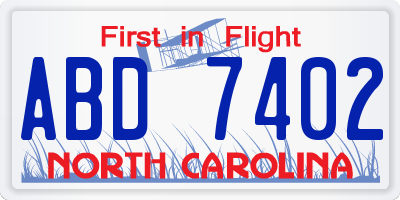NC license plate ABD7402
