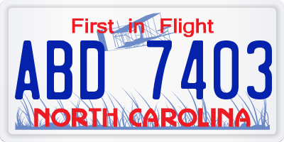 NC license plate ABD7403