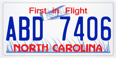 NC license plate ABD7406