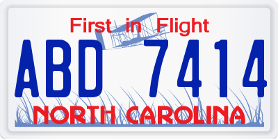 NC license plate ABD7414