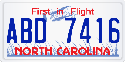 NC license plate ABD7416