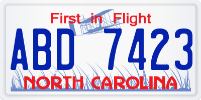 NC license plate ABD7423