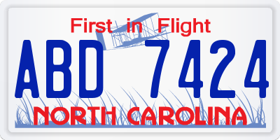 NC license plate ABD7424