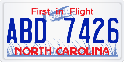 NC license plate ABD7426