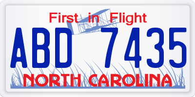 NC license plate ABD7435