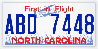 NC license plate ABD7448