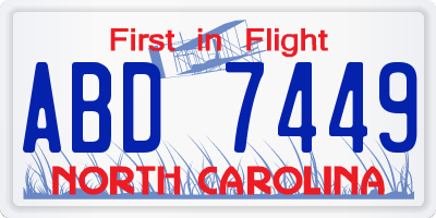 NC license plate ABD7449