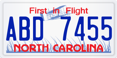 NC license plate ABD7455